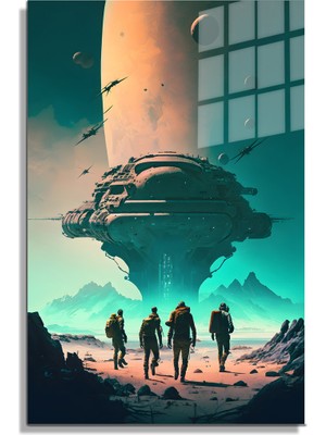 Petmudo AVM Space/uzay Yapay Zeka Özel Tasarım Cam Tablo Ofis, Mutfak Çocuk Odası, Salon 203