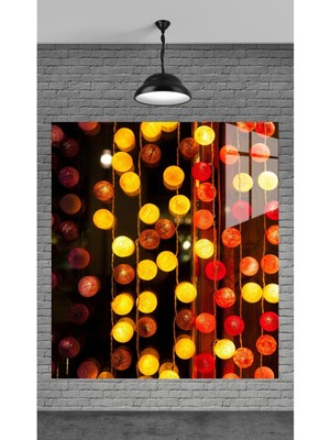 Petmudo AVM Muhteşem Renkli Toplar Temperli Cam Üzerine Tablo Sevgilinize Yılbaşı Hediye