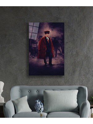 Petmudo AVM Mustafa Kemal Atatürk Portresi Cam Tablo, Darbelere Dayanıklı Kırılmaz Temperli