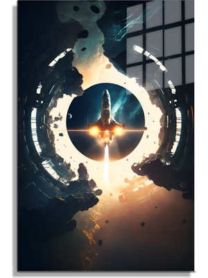 Petmudo AVM Space/uzay Yapay Zeka Özel Tasarım Cam Tablo Ofis, Mutfak Çocuk Odası, Salon 117