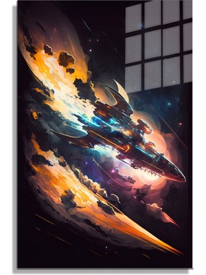 Petmudo AVM Space/uzay Yapay Zeka Özel Tasarım Cam Tablo Ofis, Mutfak Çocuk Odası, Salon 96