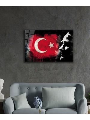 Petmudo AVM Mustafa Kemal Atatürk Türk Bayrağı Cam Tablo, Darbelere Dayanıklı Kırılmaz Temperli