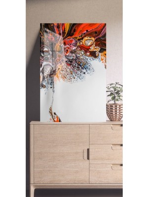 Petmudo AVM Renklerin Büyüsü Soyut Cam Tablo, Modern Tablo, Duvar Dekor, Büyük Tablo, Cam Duvar Tablo