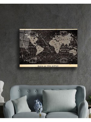 Petmudo AVM Eskitme Soyut Dünya Haritası Cam Tablo, Temperli ve Rodajlı Dayanıklı  Cam