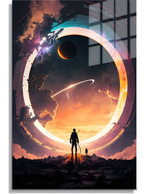 Petmudo AVM Space/uzay Yapay Zeka Özel Tasarım Cam Tablo Ofis, Mutfak Çocuk Odası, Salon 103