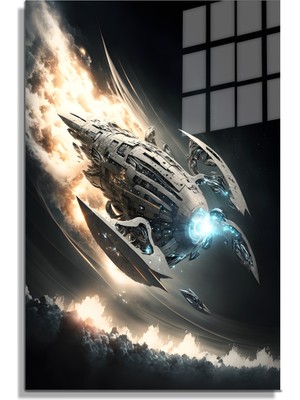 Petmudo AVM Space/uzay Yapay Zeka Özel Tasarım Cam Tablo Ofis, Mutfak Çocuk Odası, Salon 190