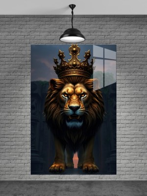 Petmudo AVM 3D Aslan Cam Tablo Ev Dekorasyon,balkon Dekorasyonu,dekoratif,duvar Tablo,mutfak Tablo