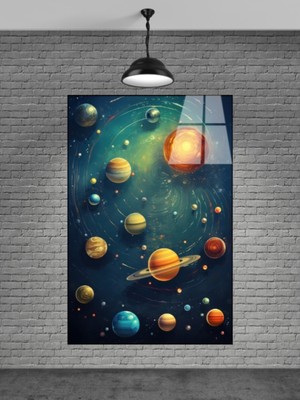 Petmudo AVM Dünya ve Gezegenler Cam Tablo Ev Dekorasyon,balkon Dekorasyonu,dekoratif,duvar Tablo