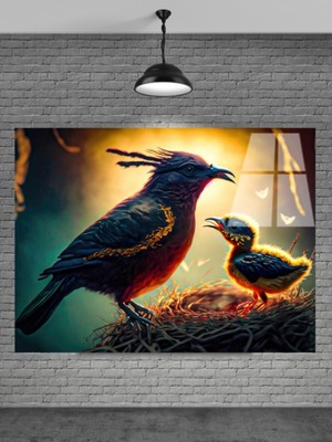 Petmudo AVM 3D Kuşlar Cam Tablo Ev Dekorasyon,balkon Dekorasyonu,dekoratif,duvar Tablo,mutfak Tablo