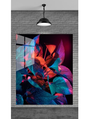 Petmudo AVM 3D Renkli Yapraklar Tablosu Temperli Cam Üzerine Sevgilinize Yılbaşı Yeni Yıl Hediye