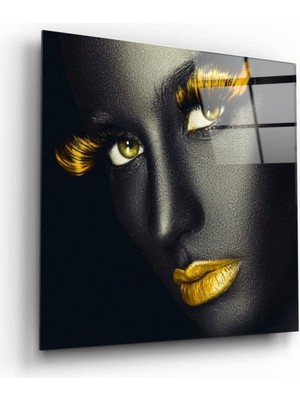 Petmudo AVM Altın Kirpikler Cam Tablo | Hediyelik, Dekoratif, Ofis, Mutfak