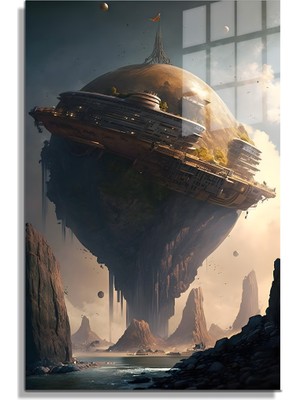 Petmudo AVM Space/uzay Yapay Zeka Özel Tasarım Cam Tablo Ofis, Mutfak Çocuk Odası, Salon 166