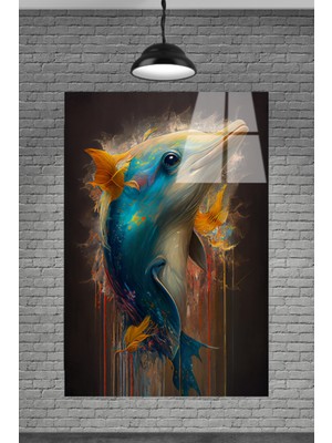 Petmudo AVM 3D Tatlı Yunus Balığı Cam Tablosu