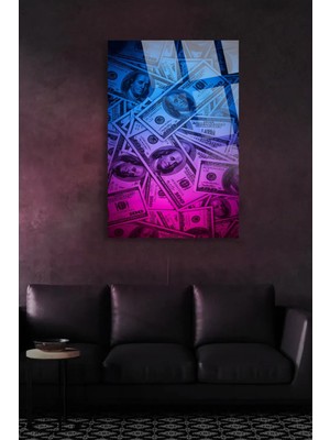 Petmudo AVM Neon Dolar Uv Baskılı Kırılmaz Cam Tablo, Ev ve Ofis Yüksek Çözünürlüklü 4mm Cam Tablo