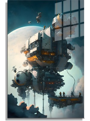 Petmudo AVM Space/uzay Yapay Zeka Özel Tasarım Cam Tablo Ofis, Mutfak Çocuk Odası, Salon 176