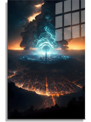 Petmudo AVM Space/uzay Yapay Zeka Özel Tasarım Cam Tablo Ofis, Mutfak Çocuk Odası, Salon 189