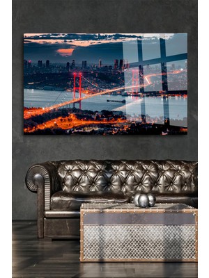 Petmudo AVM Harika Istanbul Manzaralı Kırılmaz Cam Tablo, Ev Ofis Hediyesi Yüksek Çözünürlüklü 4mm Cam Tablo