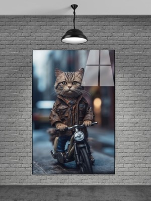 Petmudo AVM Motor Süren Tatlı Kedi Cam Tablosu