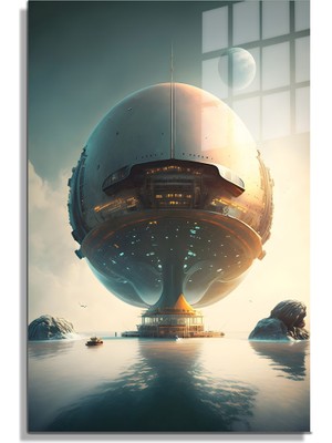 Petmudo AVM Space/uzay Yapay Zeka Özel Tasarım Cam Tablo Ofis, Mutfak Çocuk Odası, Salon 200