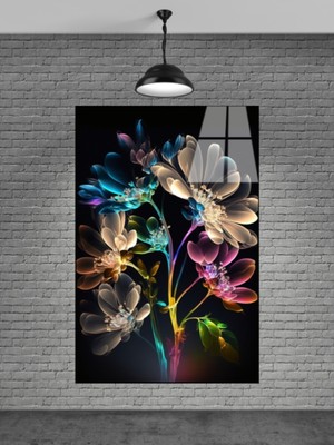 Petmudo AVM Altın Rengi Sevilen Çiçek Cam Tablo