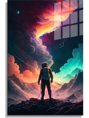 Petmudo AVM Space/uzay Yapay Zeka Özel Tasarım Cam Tablo Ofis, Mutfak Çocuk Odası, Salon 45