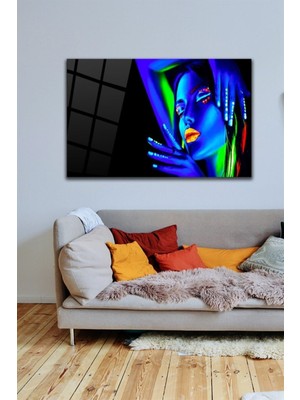 Petmudo AVM Neon Kadın Cam Tablo | Hediyelik, Dekoratif, Ofis, Mutfak