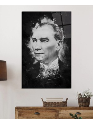Petmudo AVM Imzalı Mustafa Kemal Atatürk Portresi Cam Tablo, Darbelere Dayanıklı Kırılmaz Temperli