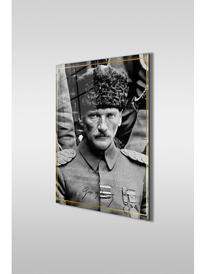 Petmudo AVM Atatürk Özel Tasarım 2 Siyah Beyaz Dikey Cam Tablo