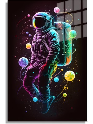 Petmudo AVM Space/uzay Yapay Zeka Özel Tasarım Cam Tablo Ofis, Mutfak Çocuk Odası, Salon 60