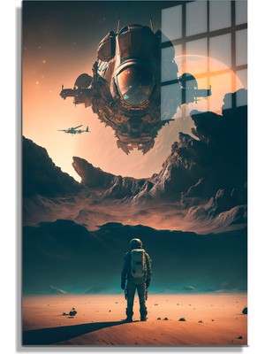 Petmudo AVM Space/uzay Yapay Zeka Özel Tasarım Cam Tablo Ofis, Mutfak Çocuk Odası, Salon 94