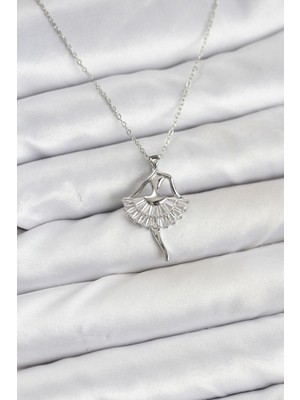 Ayder Timya 316L Çelik Gümüş Renk Balerin Model Kadın Kolye - TJ-BKO10811 TG/Tmya1395 226902