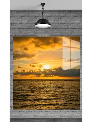 Petmudo AVM Muhteşem Gün Batımı Manzarası Temperli Cam Üzerine Tablo Sevgilinize Yılbaşı Hediye