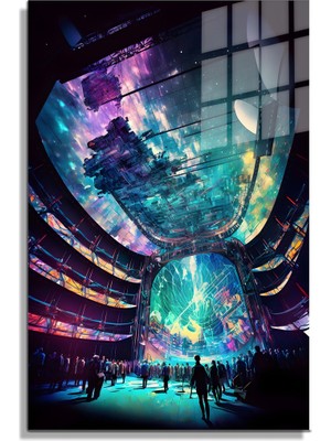 Petmudo AVM Space/uzay Yapay Zeka Özel Tasarım Cam Tablo Ofis, Mutfak Çocuk Odası, Salon 223