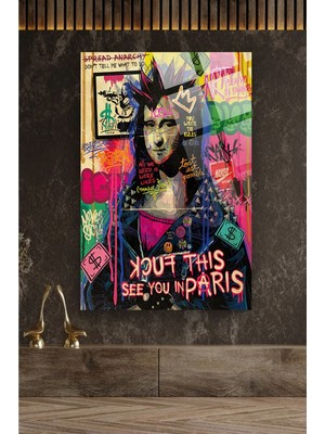 Petmudo AVM Mona Lisa Popart 4mm Lüks Kırılmaz Temperli Yüksek Çözünürlüklü Cam Tablo