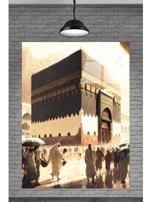 Petmudo AVM 3D Kabe Mekke Islami Cam Tablo