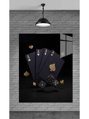 Petmudo AVM Iskambil Kağıdı Siyah Temperli Cam Üzerine Tablo Sevgilinize Yılbaşı Hediye