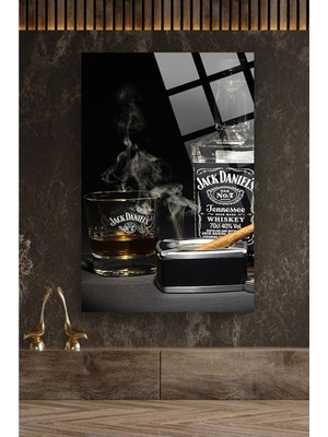 Petmudo AVM Viski Bardağı Görseli 4mm Lüks Kırılmaz Temperli Yüksek Çözünürlüklü Cam Tablo