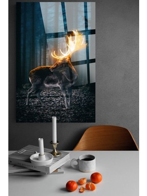 Petmudo AVM Işıltılı Geyik Kırılmaz Cam Tablo, Ev ve Ofis Hediyesi Yüksek Çözünürlüklü 4mm Cam Tablo