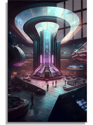 Petmudo AVM Space/uzay Yapay Zeka Özel Tasarım Cam Tablo Ofis, Mutfak Çocuk Odası, Salon 16