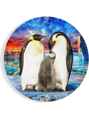 Petmudo AVM Penguen Ailesi Cam Tablo | Hediyelik, Dekoratif, Ofis, Mutfak