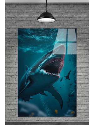 Petmudo AVM Korkunç Denizdeki Köpek Balığı Cam Tablosu