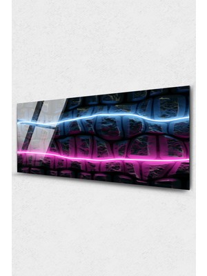 Petmudo AVM Mavi Mor LED Görünümlü Taş Deatylı Cam Tablo