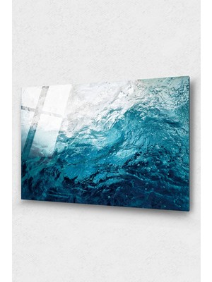 Petmudo AVM Deniz Okyanus Cam Tablo, Doğa Tablo, Soyut Cam Tablo, Modern Duvar Dekor, Cam Duvar Tablo