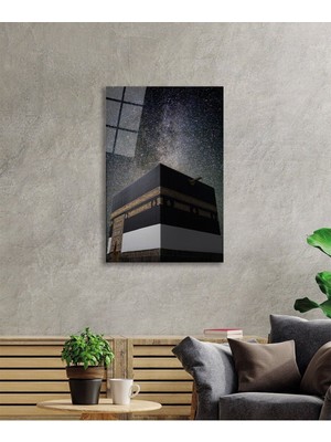 Petmudo AVM Kabe ve Yıldızlı Gökyüzü Dini Islami Cam Tablo,temperli ve Rodajlı Dayanıklı  Cam