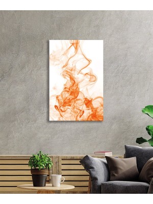 Petmudo AVM Turuncu Duman Soyut Cam Tablo, Temperli ve Rodajlı Dayanıklı Kırılmaz Cam