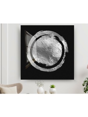 Petmudo AVM Gümüş Gri Dairesel Soyut Cam Tablo, Soyut Tablo,modern Tablo,duvar Dekor,büyük Tablo,cam Duvar Tablo