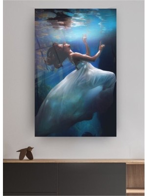 Petmudo AVM Denizin Içinde Kız Cam Tablo, Doğa Tabloları, Modern Tablo, Duvar Dekor, Büyük Tablo,cam Duvar Tablo