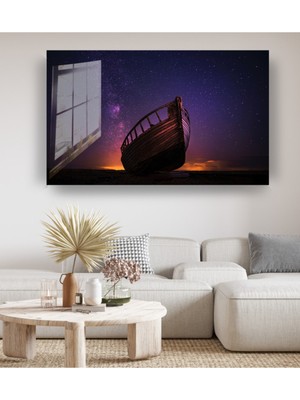 Petmudo AVM Dev Gemi Cam Tablo, Doğa Tabloları, Gemi Tabloları, Duvar Dekor, Büyük Tablo, Cam Duvar Tablo