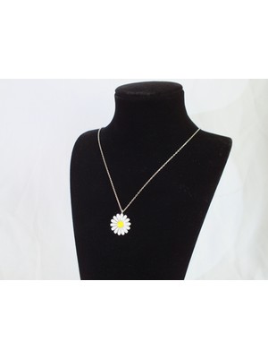 Marmaris Jewellery 925 Ayar Kadın Gümüş Kolye Papatya Motifli Zarif Hayalet Zincir Kadın Model