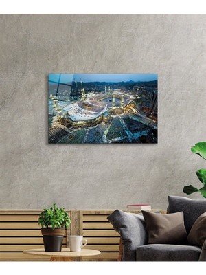 Petmudo AVM Kabe Manzarası Kutsal Topraklar Dini Islami Cam Tablo, Temperli ve Rodajlı Dayanıklı  Cam